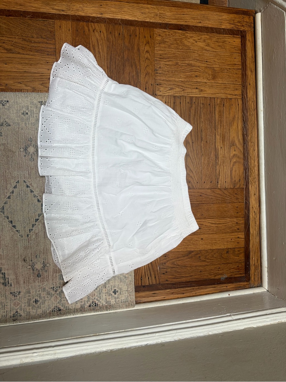 Madewell White Eyelet Ruffle Hem Mini Skirt